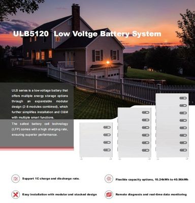 OEM 51.2V 10KW Lifepo4 Batteria al litio impilabile per sistema di energia solare