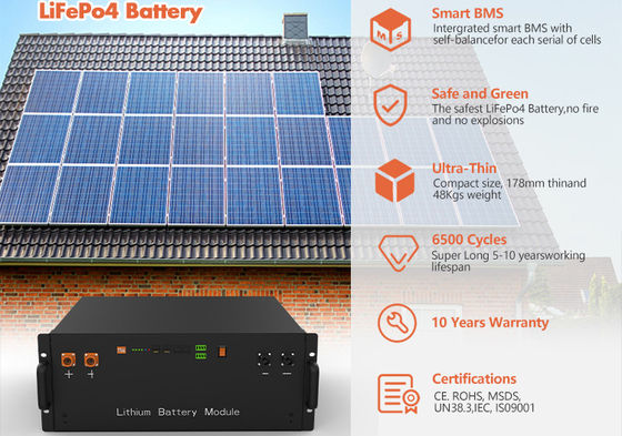 Batteria agli ioni di litio 48V 100ah 6500 Ciclo per la conservazione dell'energia domestica