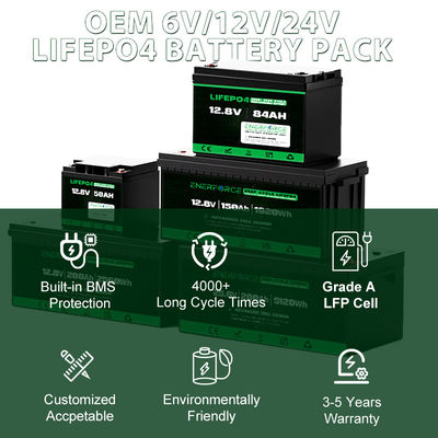 12.8V 100Ah LiFePO4 Batteria Enerforce OEM Lunga durata di vita per sistemi solari e di backup