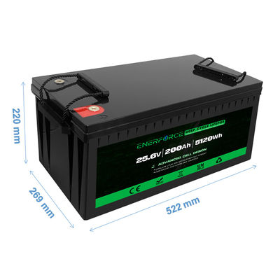 LFP 24v 200ah Lifepo4 batteria nera per elettrodomestici Sistema di accumulo di energia solare