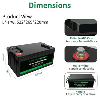 LFP 24v 200ah Lifepo4 batteria nera per elettrodomestici Sistema di accumulo di energia solare